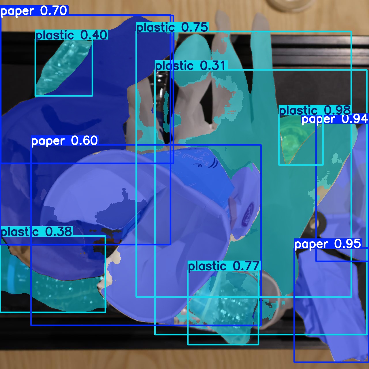 AI waste detection demo - mixed recyclables